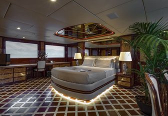 The master cabin featured on board luxury yacht Cloud Atlas