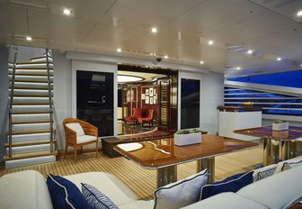 Luxury yacht RockIt alfresco deck area and comfy seating