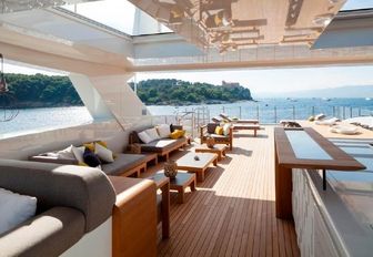 multi-functional sundeck aboard charter yacht ‘Mr T’