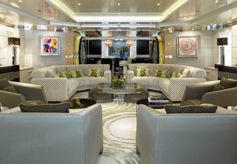 The main salon of luxury yacht ELYSIAN