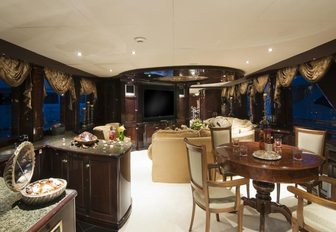 The elegant styling available in the skylounge of motor yacht Ionian Princess