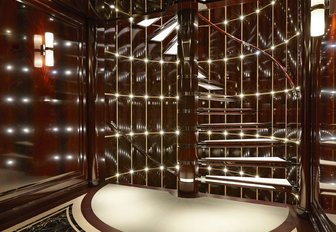 Central staircase on luxury yacht RockIt