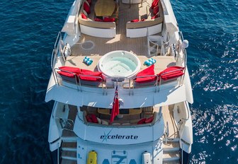 view of aft decks of luxury yacht ‘Excelerate Z’ while in the South of France