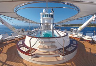 The exterior Jacuzzi fitted on board superyacht SHERAKHAN