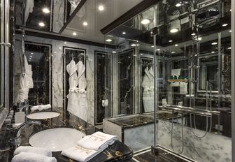 master en-suite with fine Italian marble on board luxury yacht ‘The Wellesley’