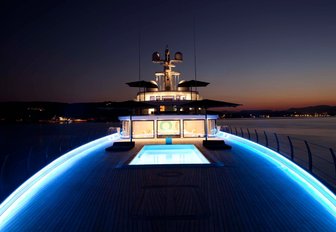 Feadship superyacht AIR illuminated at night