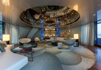 beautiful salon with stunning lighting fixtures aboard superyacht SAVANNAH 