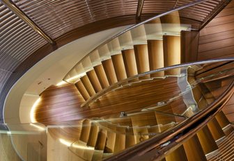 aerial view of beautiful staircase aboard sailing yacht PANTHALASSA 