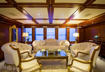 opulent lounge area in main salon of superyacht 'My Seanna' 