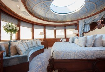 upper level of the master suite with panoramic views on board charter yacht St David