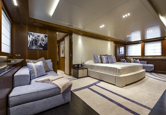 full-beam master suite with large bed on board charter yacht RARITY