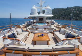 Sun deck with jacuzzi on board luxury yacht KATHARINE