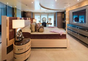 A guest cabin featured on board motor yacht ELYSIAN