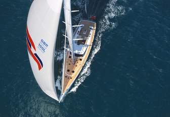 aerial view of charter yacht DANNESKJOLD, lined up to compete in the Loro Piana Caribbean Superyacht Regatta 2017