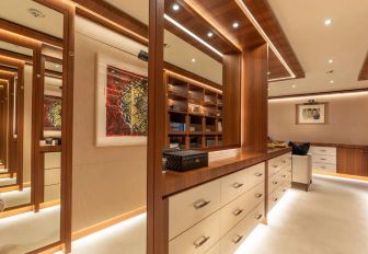 luxurious dressing room on board superyacht charter Man of Steel 