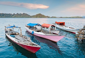 local fishing boats on the water in the Komodo National Park