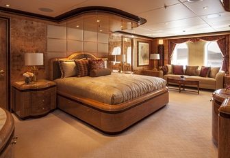 The master cabin featured on board superyacht 'Lady Sara'