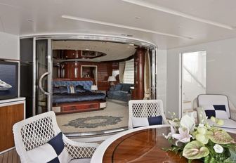 The master cabin on board luxury yacht Reve d'Or
