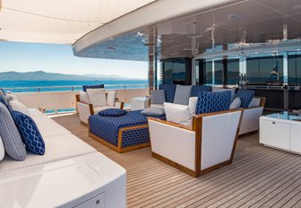 chic outdoor seating area on board luxury yacht RARITY