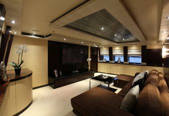 media room on luxury yacht grey matters from palmer johnson