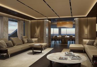 Sofas and tables on superyacht GECO