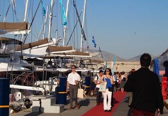 industry professionals tread the red carpets at the East Med Yacht Show in Piraeus, Greece