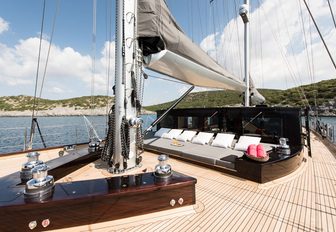 foredeck with oversized sunpad on board luxury yacht ‘Rox Star’ 