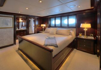 A stateroom inside luxury yacht 'Zoom Zoom Zoom'