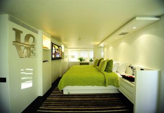 minimalist master suite on board charter yacht BERZINC 