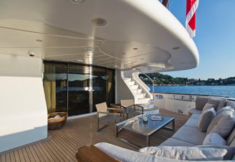 alfresco seating area on the main deck aft of motor yacht ‘African Queen’ 