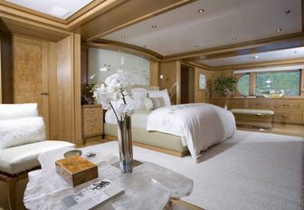 light, airy and contemporary master suite aboard charter yacht HELIOS