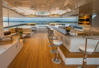 bar and lounging areas under the radar on board motor yacht Silver Lining