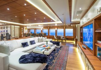 Indoor lounge area on board luxury superyacht Man of Steel