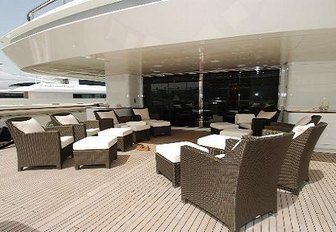 loose furniture on the main deck aft of luxury yacht ROMA
