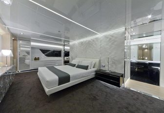 The master cabin on board luxury yacht M Ocean