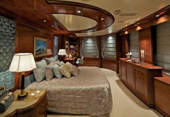 The guest accommodation featured on board luxury yacht O'MEGA