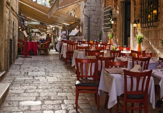 Restaurants in the old town of Dubrovnik, Croatia