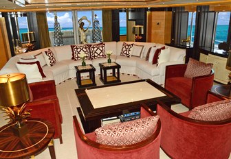 The main salon of luxury yacht Lady Sheridan