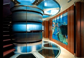 spectacular staircase and atrium aboard superyacht ‘Maltese Falcon’ 