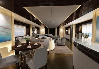 The casual dining space featured on board superyacht BLUSH