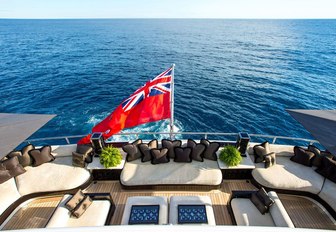 lioness v aft deck featuring luxurious outdoor seating that privides guests with a breathtaking view of the water