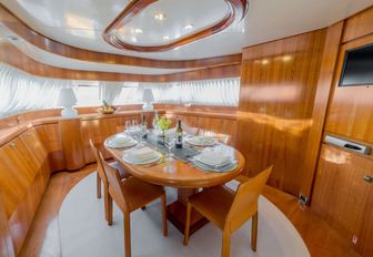 luxury charter yacht zambezi's indoor dining area