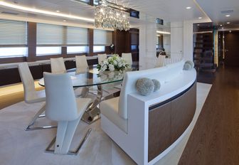 formal dining area on board superyacht AZIZA 