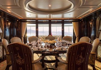 Dining area on board superyacht KATHARINE