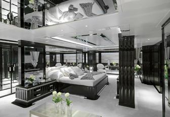 large art deco-inspired master suite aboard motor yacht ‘Silver Angel’