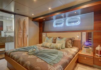 One of the staterooms on board luxury yacht BRIO