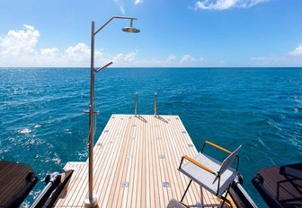 The swim platform and shower on sailing yacht State of Grace