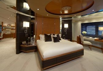 The master suite onboard superyacht 'Ice Angel'