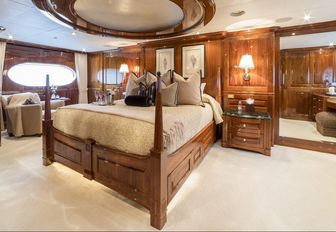 classically-styled main salon aboard luxury yacht One More Toy 
