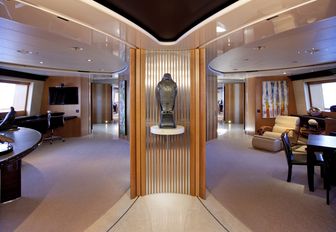 reading and writing rooms to port and starboard aboard luxury yacht ‘Maltese Falcon’ 